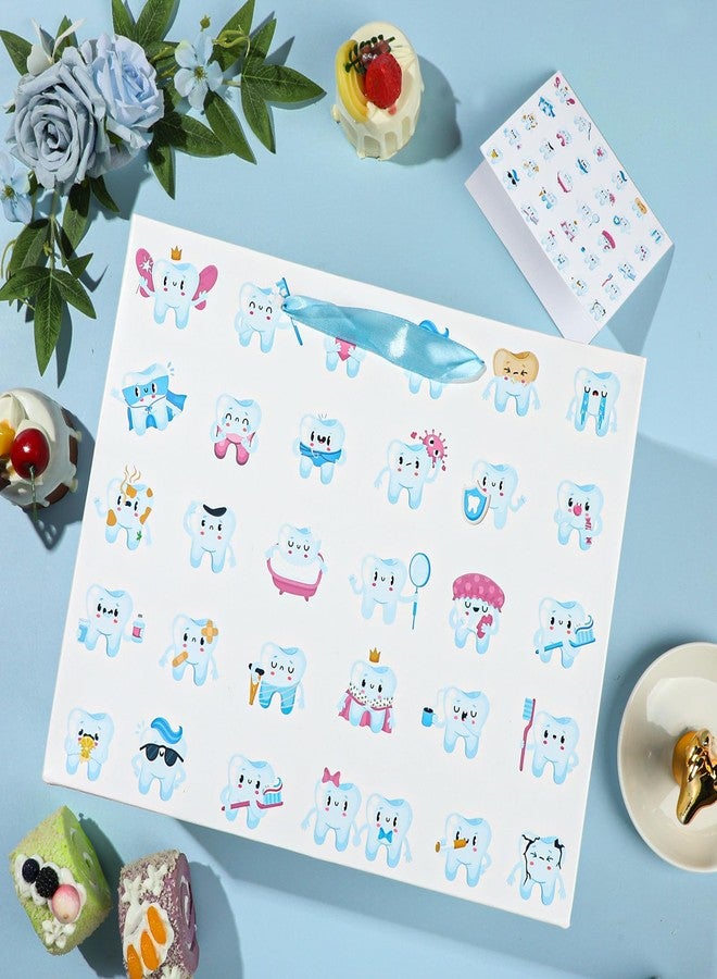 Wayyogh Tooth Party Gift Bag Cartoon First Tooth Decorations Gift Bag with Tissue Paper Greeting Card for Baby's First Tooth Fairy Birthday Clinic Party Baby Shower Oral Health Week Decorations Decor Supplies - Image 5